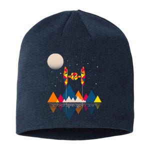 Cool Geometric SciFi Wilderness Sustainable Beanie