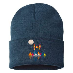 Cool Geometric SciFi Wilderness Sustainable Knit Beanie