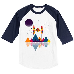 Cool Geometric SciFi Wilderness Baseball Sleeve Shirt