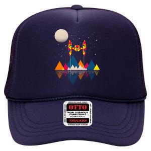 Cool Geometric SciFi Wilderness High Crown Mesh Back Trucker Hat