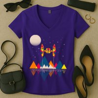 Cool Geometric SciFi Wilderness Women's V-Neck T-Shirt