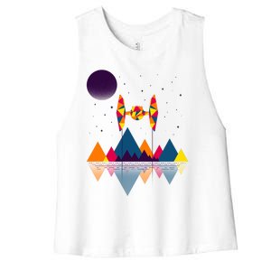 Cool Geometric SciFi Wilderness Women's Racerback Cropped Tank