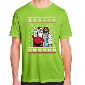 Christmas Graphic Santa And Jesus Jingle Bros Milk Food Ugly Gift Adult ChromaSoft Performance T-Shirt