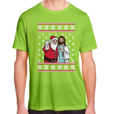 Christmas Graphic Santa And Jesus Jingle Bros Milk Food Ugly Gift Adult ChromaSoft Performance T-Shirt