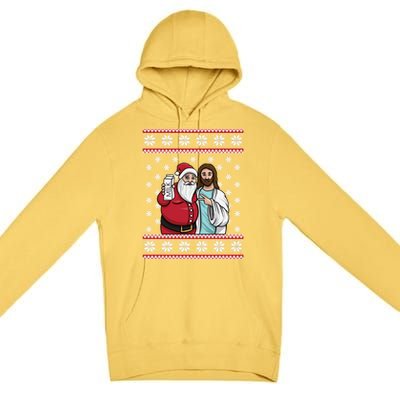 Christmas Graphic Santa And Jesus Jingle Bros Milk Food Ugly Gift Premium Pullover Hoodie