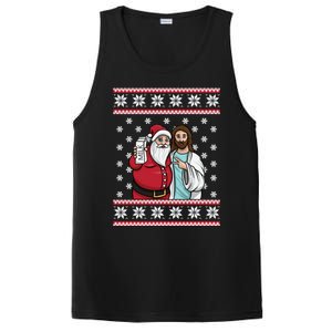 Christmas Graphic Santa And Jesus Jingle Bros Milk Food Ugly Gift PosiCharge Competitor Tank