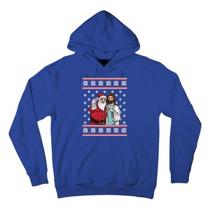 Christmas Graphic Santa And Jesus Jingle Bros Milk Food Ugly Gift Hoodie