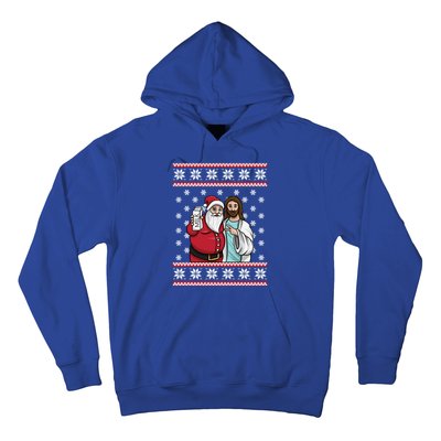 Christmas Graphic Santa And Jesus Jingle Bros Milk Food Ugly Gift Hoodie