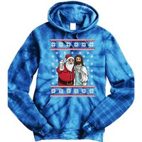 Christmas Graphic Santa And Jesus Jingle Bros Milk Food Ugly Gift Tie Dye Hoodie