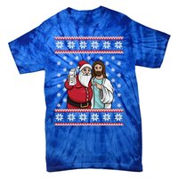 Christmas Graphic Santa And Jesus Jingle Bros Milk Food Ugly Gift Tie-Dye T-Shirt