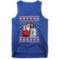 Christmas Graphic Santa And Jesus Jingle Bros Milk Food Ugly Gift Tank Top