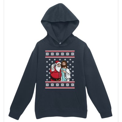 Christmas Graphic Santa And Jesus Jingle Bros Milk Food Ugly Gift Urban Pullover Hoodie