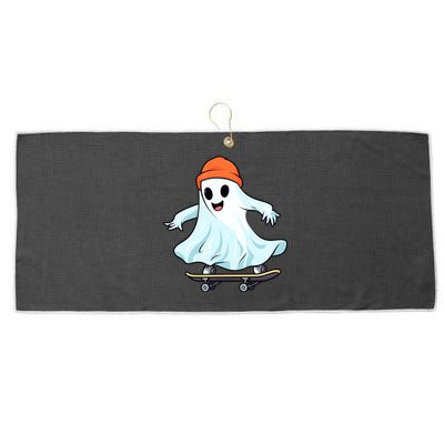 Cute Ghost Skateboard Skateboarding Retro Hippie Halloween Great Gift Large Microfiber Waffle Golf Towel