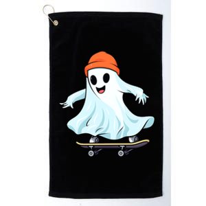 Cute Ghost Skateboard Skateboarding Retro Hippie Halloween Great Gift Platinum Collection Golf Towel