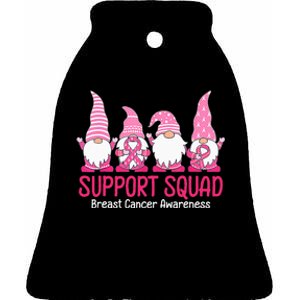 cute gnome support squad breast cancer awareness Ceramic Bell Ornament