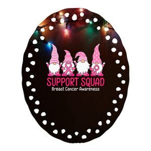 cute gnome support squad breast cancer awareness Ceramic Oval Ornament