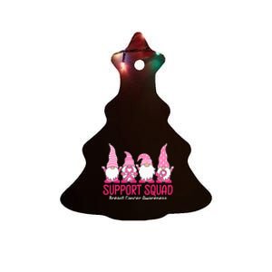 cute gnome support squad breast cancer awareness Ceramic Tree Ornament