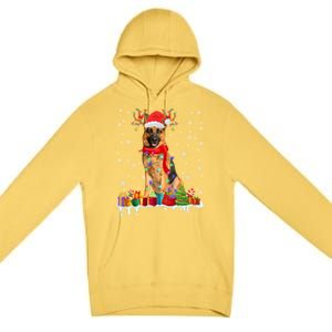 Cute Ger Shepherd Dog Christmas Lights Xmas Santa Hat Gift Premium Pullover Hoodie