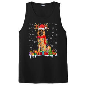 Cute Ger Shepherd Dog Christmas Lights Xmas Santa Hat Gift PosiCharge Competitor Tank