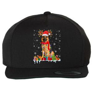 Cute Ger Shepherd Dog Christmas Lights Xmas Santa Hat Gift Wool Snapback Cap