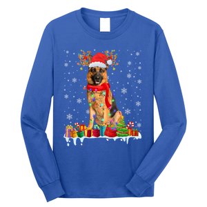 Cute Ger Shepherd Dog Christmas Lights Xmas Santa Hat Gift Long Sleeve Shirt