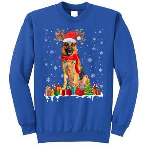 Cute Ger Shepherd Dog Christmas Lights Xmas Santa Hat Gift Sweatshirt