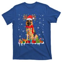 Cute Ger Shepherd Dog Christmas Lights Xmas Santa Hat Gift T-Shirt