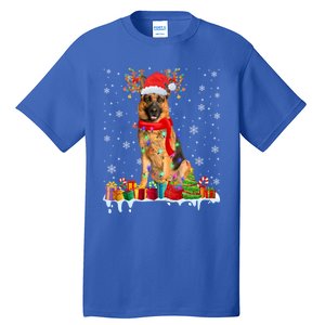 Cute Ger Shepherd Dog Christmas Lights Xmas Santa Hat Gift Tall T-Shirt