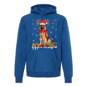 Cute Ger Shepherd Dog Christmas Lights Xmas Santa Hat Gift Premium Hoodie