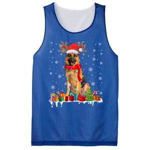 Cute Ger Shepherd Dog Christmas Lights Xmas Santa Hat Gift Mesh Reversible Basketball Jersey Tank