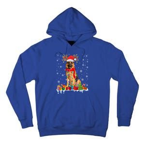 Cute Ger Shepherd Dog Christmas Lights Xmas Santa Hat Gift Tall Hoodie