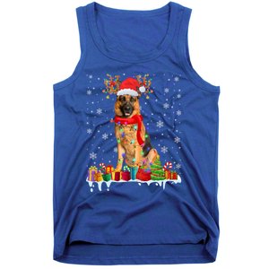 Cute Ger Shepherd Dog Christmas Lights Xmas Santa Hat Gift Tank Top