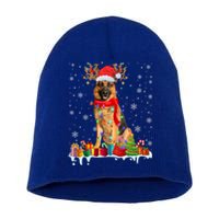 Cute Ger Shepherd Dog Christmas Lights Xmas Santa Hat Gift Short Acrylic Beanie