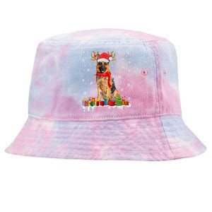 Cute Ger Shepherd Dog Christmas Lights Xmas Santa Hat Gift Tie-Dyed Bucket Hat