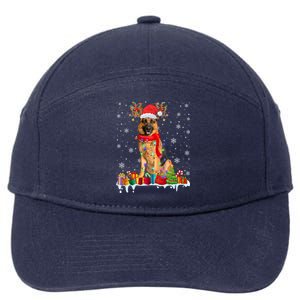 Cute Ger Shepherd Dog Christmas Lights Xmas Santa Hat Gift 7-Panel Snapback Hat