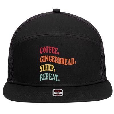 Coffee Gingerbread Sleep Christmas Baking Xmas Holiday Bake 7 Panel Mesh Trucker Snapback Hat