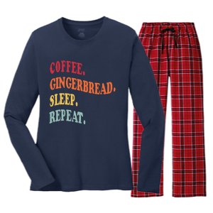 Coffee Gingerbread Sleep Christmas Baking Xmas Holiday Bake Women's Long Sleeve Flannel Pajama Set 