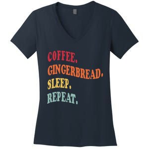 Coffee Gingerbread Sleep Christmas Baking Xmas Holiday Bake Women's V-Neck T-Shirt