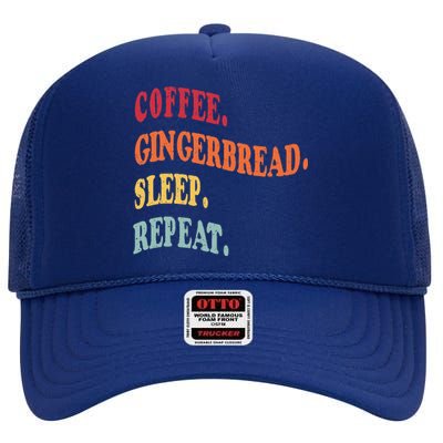 Coffee Gingerbread Sleep Christmas Baking Xmas Holiday Bake High Crown Mesh Back Trucker Hat