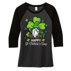 cute Gnome Shamrock Saint Patrick's day irish Women's Tri-Blend 3/4-Sleeve Raglan Shirt