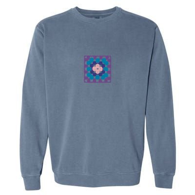 Crochet Granny Square Garment-Dyed Sweatshirt