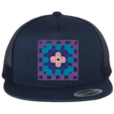 Crochet Granny Square Flat Bill Trucker Hat