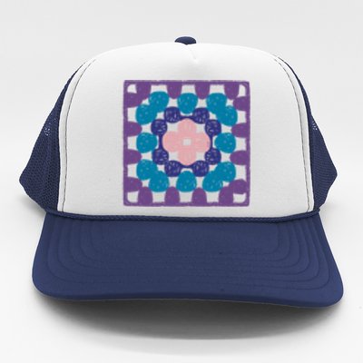 Crochet Granny Square Trucker Hat