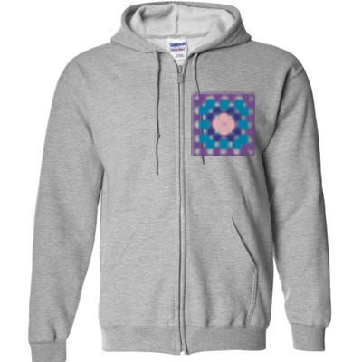 Crochet Granny Square Full Zip Hoodie