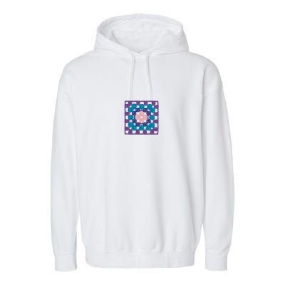 Crochet Granny Square Garment-Dyed Fleece Hoodie