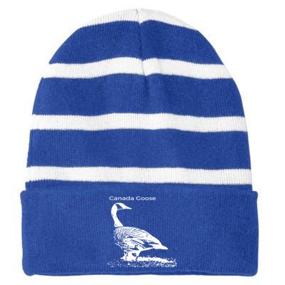 Canada Goose Standing Gift Waterfowl Lover Striped Beanie with Solid Band