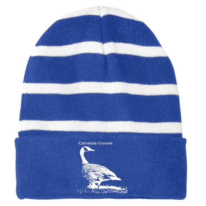 Canada Goose Standing Gift Waterfowl Lover Striped Beanie with Solid Band