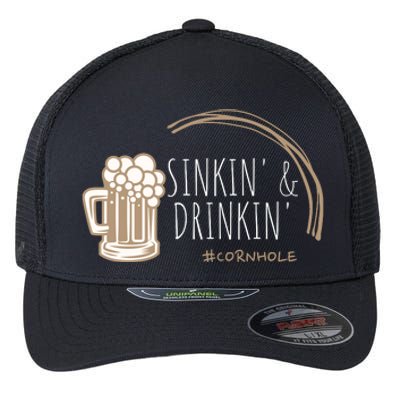 Cornhole Gift Sinkin & Drinkin Flexfit Unipanel Trucker Cap