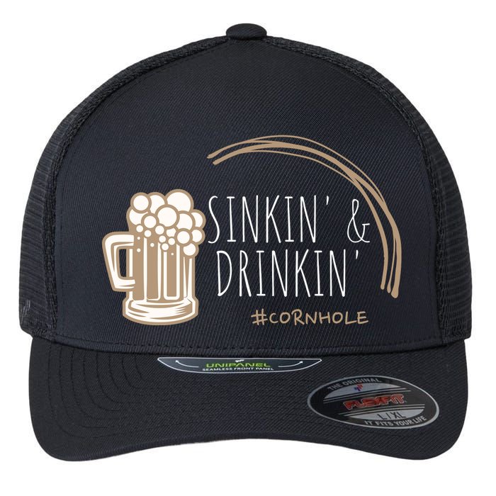 Cornhole Gift Sinkin & Drinkin Flexfit Unipanel Trucker Cap