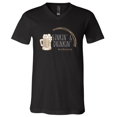 Cornhole Gift Sinkin & Drinkin V-Neck T-Shirt